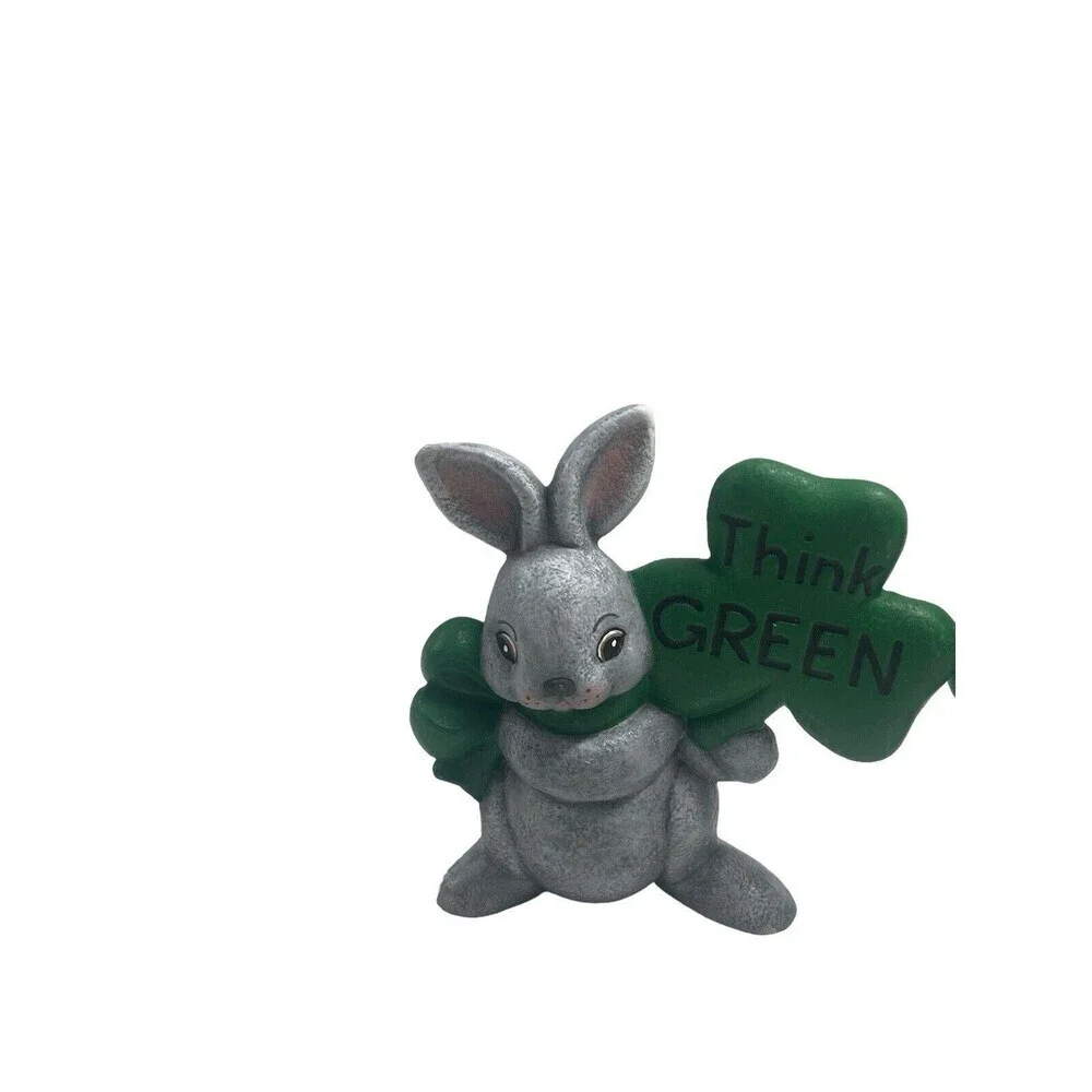 Kiss Me I'm IRISH & THINK GREEN ST PATRICKS DAY Rabbit Figurine Decoration 5.5”